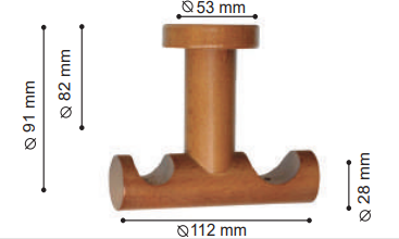 Support plafond double tringle bois