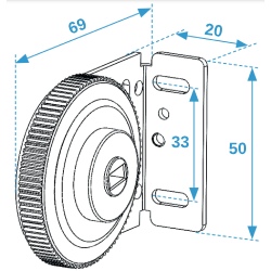 dimensions support côté avec mécanisme store ezyroller